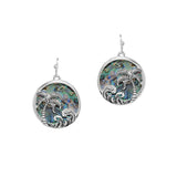 100191, PALM TREE ABALONE ROUND DANGLE EARRING