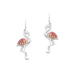 100195, FLAMINGO ENAMEL WITH CRYSTAL RHINESTONE DANGLE EARRING