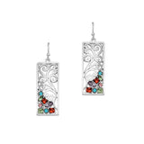 100198, RECTANGLE FILIGREE RHINESTONE DANGLE EARRING