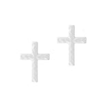 100203, CROSS HAMMERED METAL STUD EARRING