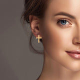 100203, CROSS HAMMERED METAL STUD EARRING