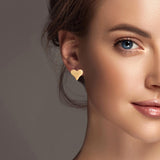 100204, HEART HAMMERED METAL STUD EARRING