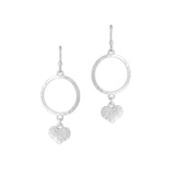 100208, DAINTY HEART CHARM HAMMERED METAL EARRING