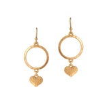 100208, DAINTY HEART CHARM HAMMERED METAL EARRING