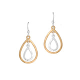 100214, DOUBLE TEARDROP HAMMERED METAL DANGLE EARRING