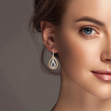 100214, DOUBLE TEARDROP HAMMERED METAL DANGLE EARRING