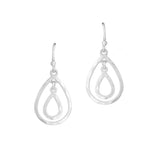 100214, DOUBLE TEARDROP HAMMERED METAL DANGLE EARRING