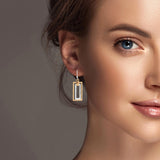 100215, DOUBLE RECTANGLE HAMMERED METAL DANGLE EARRING