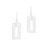 100215, DOUBLE RECTANGLE HAMMERED METAL DANGLE EARRING