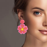 100217, FLOWER SEED BEADED DANGLE EARRING