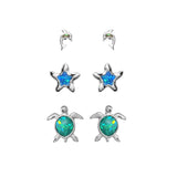 100221, SEA TURTLE OCEAN THEME STUD EARRING SET