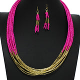 100222, MULTI LAYERED SEED BEADED NECKLACE