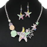 100223, STARFISH SEA LIFE ENAMEL WITH RHINESTONE NECKLACE