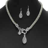 100233, TEARDROP CHARM FILIGREE METAL NECKLACE