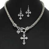 100233, CROSS CHARM FILIGREE METAL NECKLACE