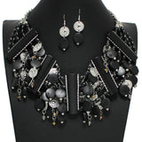 100239, MULTI CHARM WOOD STATEMENT NECKLACE