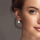 100249, DAINTY HEART PEARL DESIGNER INSPIRED STUD EARRING
