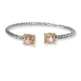 100264, 14K GOLD PLATED, DESIGNER INSPIRED CUBIC ZIRCONIA CUFF BRACELET