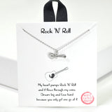 100273, GOLD DIPPED, "ROCK N ROLL" GUITAR CHARM NECKLACE