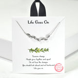 100274, GOLD DIPPED, "LIFE GOES ON" LEAVES CHARM NECKLACE