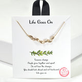 100274, GOLD DIPPED, "LIFE GOES ON" LEAVES CHARM NECKLACE