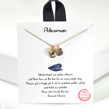100278, GOLD DIPPED, "POLICEMAN" HAT DAINTY CHARM NECKLACE