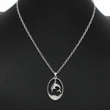 100280, DOLPHIN WITH CRYSTAL RHINESTONE PENDANT NECKLACE