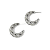 25MM Hammered Moon Metal Earring - view 2
