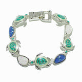 100294, SEA TURTLE ENAMEL WITH GLITTER STONE MAGNETIC CLOSURE BRACELET