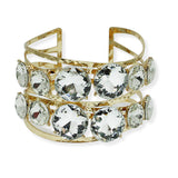 100299, BIG ROUND RHINESTONE WITH HAMMERED METAL CUFF BRACELET
