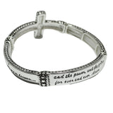 100304, "LORD'S PRAYER" CROSS METAL STRETCH BRACELET