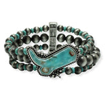100309, WESTERN COWBOY BOOTS NAVAJO BEADED STRETCH BRACELET