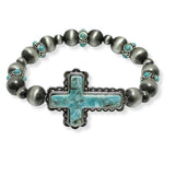 100310, WESTERN CROSS NAVAJO BEADED STRETCH BRACELET