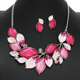 100311, LEAVES ENAMEL ACRYLIC NECKLACE