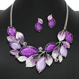 100311, LEAVES ENAMEL ACRYLIC NECKLACE