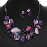 100311, LEAVES ENAMEL ACRYLIC NECKLACE