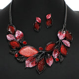 100311, LEAVES ENAMEL ACRYLIC NECKLACE