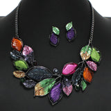 100311, LEAVES ENAMEL ACRYLIC NECKLACE