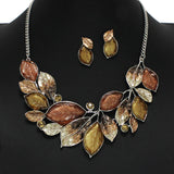 100311, LEAVES ENAMEL ACRYLIC NECKLACE