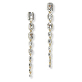 100359, RECTANGLE RHINESTONE LONG DROP DANGLE EARRING