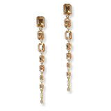 100359, RECTANGLE RHINESTONE LONG DROP DANGLE EARRING