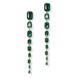 100359, RECTANGLE RHINESTONE LONG DROP DANGLE EARRING