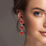 100360, HEART RHINESTONE DROP DANGLE EARRING