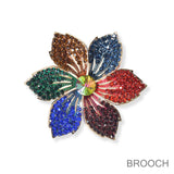 100370, FLOWER CRYSTAL RHINESTONE PIN BROOCH