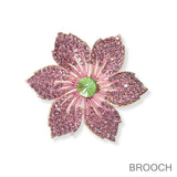 100370, FLOWER CRYSTAL RHINESTONE PIN BROOCH
