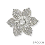 100370, FLOWER CRYSTAL RHINESTONE PIN BROOCH
