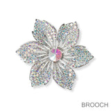 100370, FLOWER CRYSTAL RHINESTONE PIN BROOCH