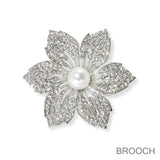100370, FLOWER CRYSTAL RHINESTONE PIN BROOCH
