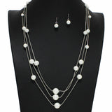 100386, PEARL ACCENT TRIPLE LAYERED NECKLACE