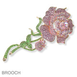 100392, ROSE FLOWER CRYSTAL RHINESTONE PIN BROOCH